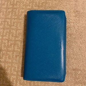 Filofax teal blue, cash envelope organizer, wallet